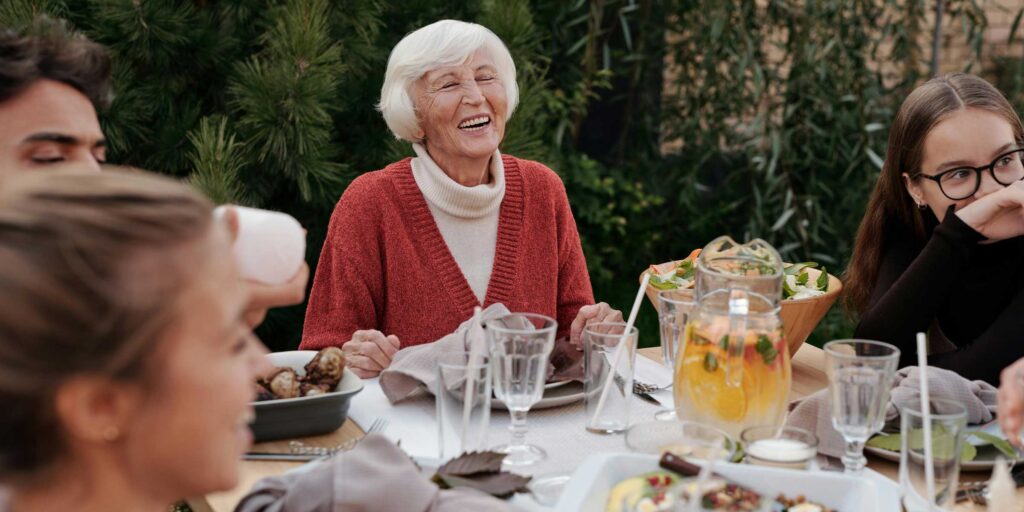 Person at a table with family