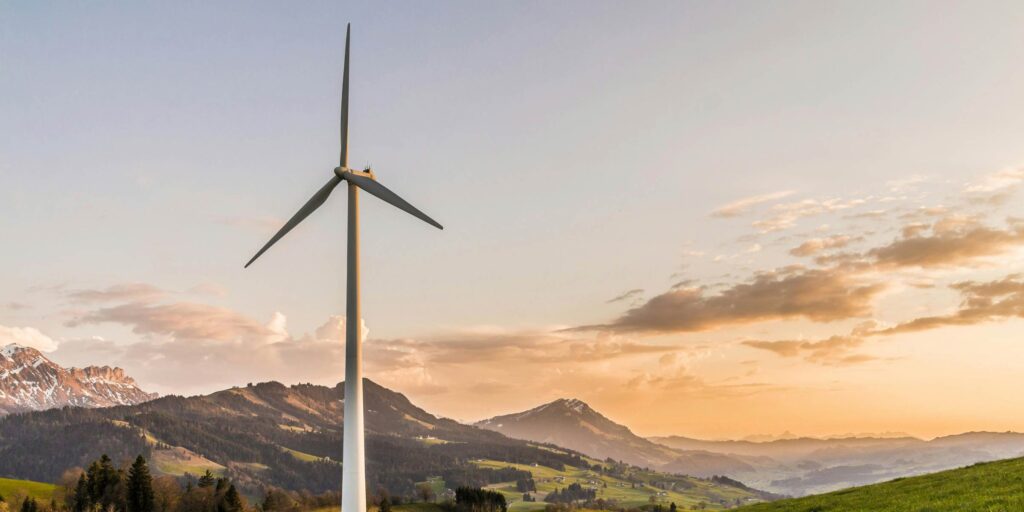 Wind turbine in a landscape